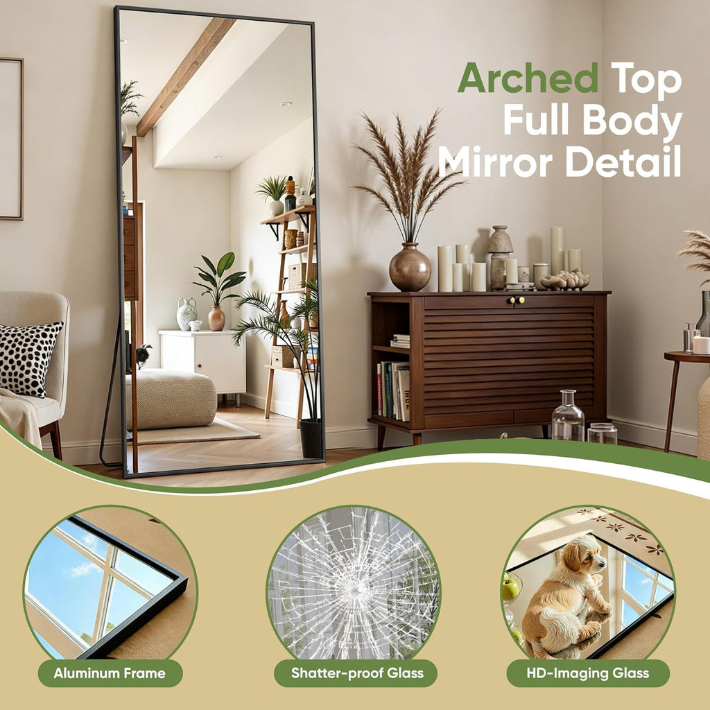 Cuteday  Rectangular Full Length Mirror Aluminum Frame Floor Mirror with Aluminum Frame