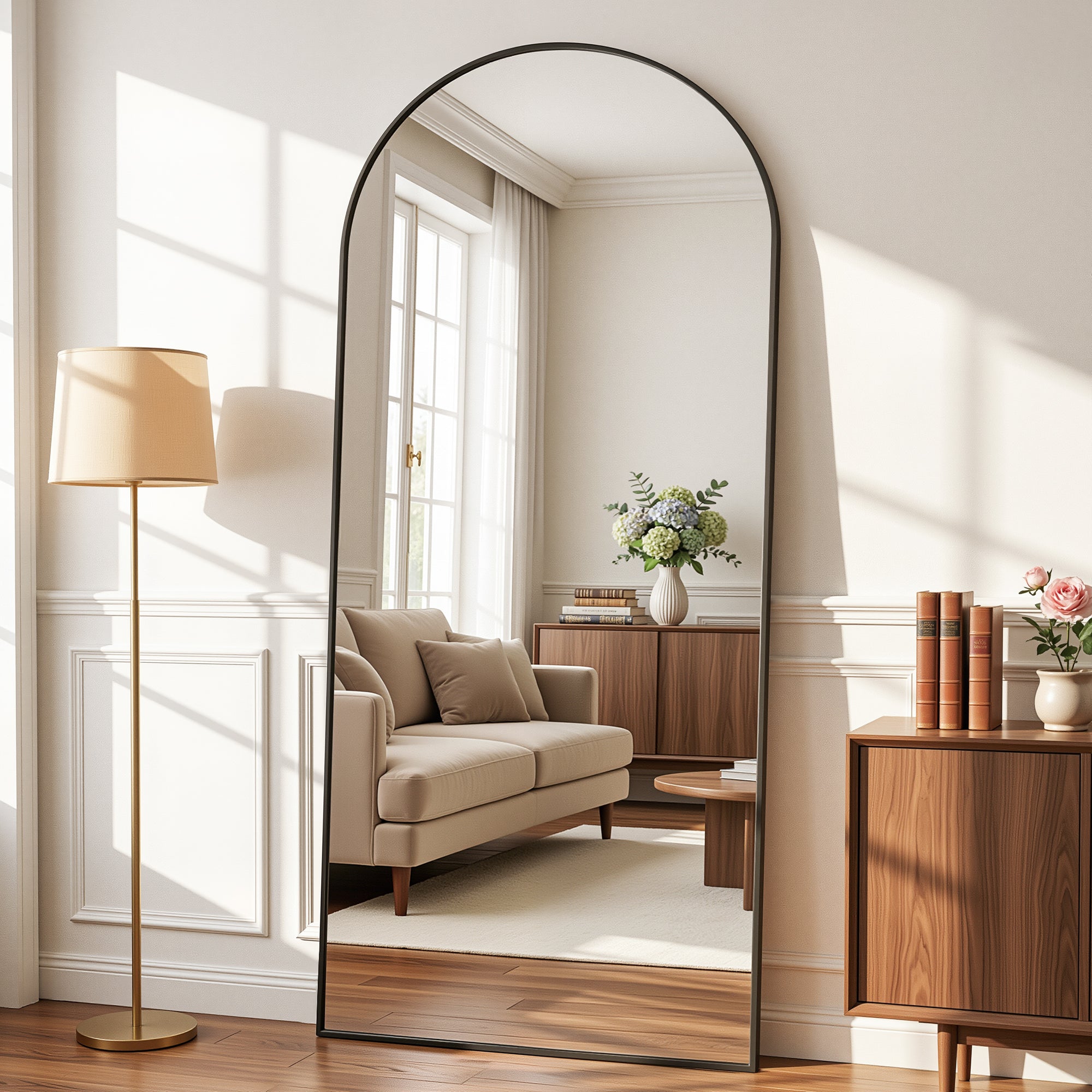 Cuteday Full Length Mirror Arched Standing Floor Mirror Full Body Mirror