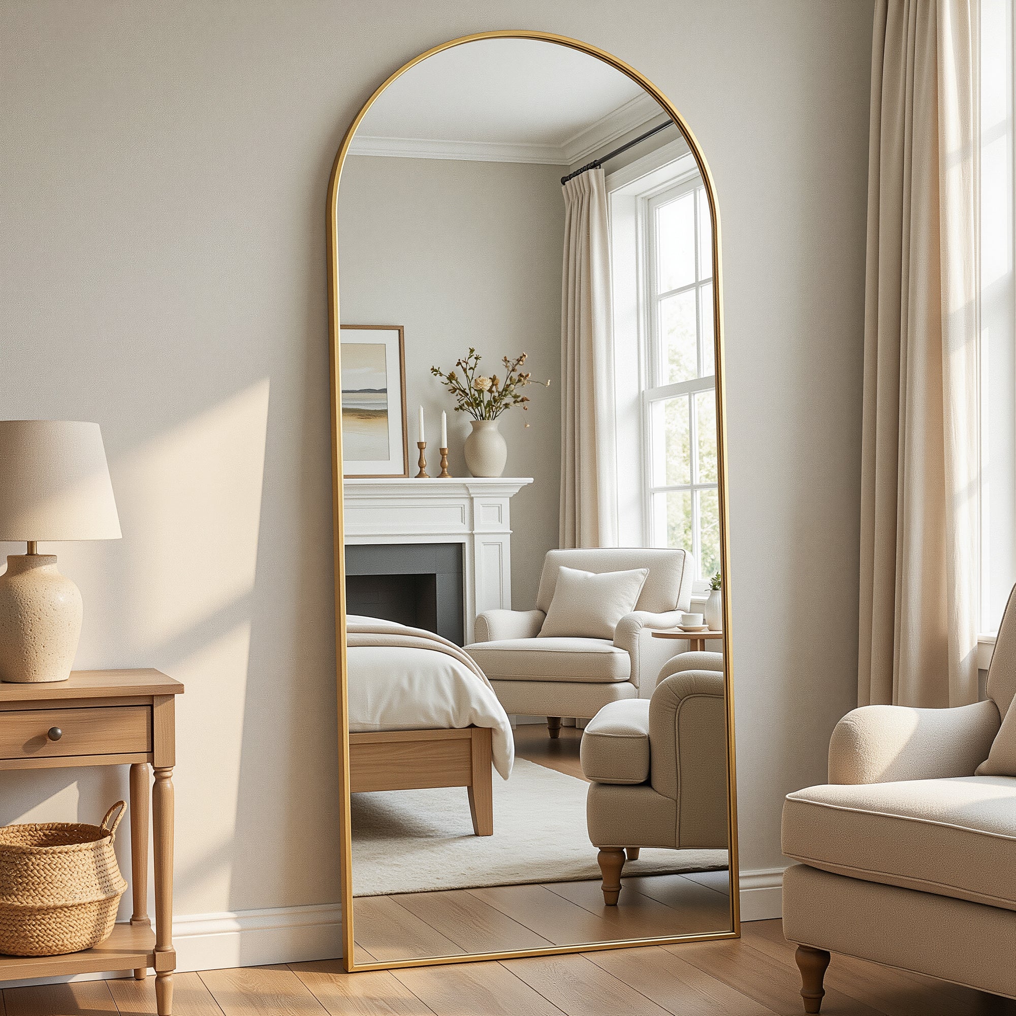 Cuteday Full Length Mirror Arched Standing Floor Mirror Full Body Mirror