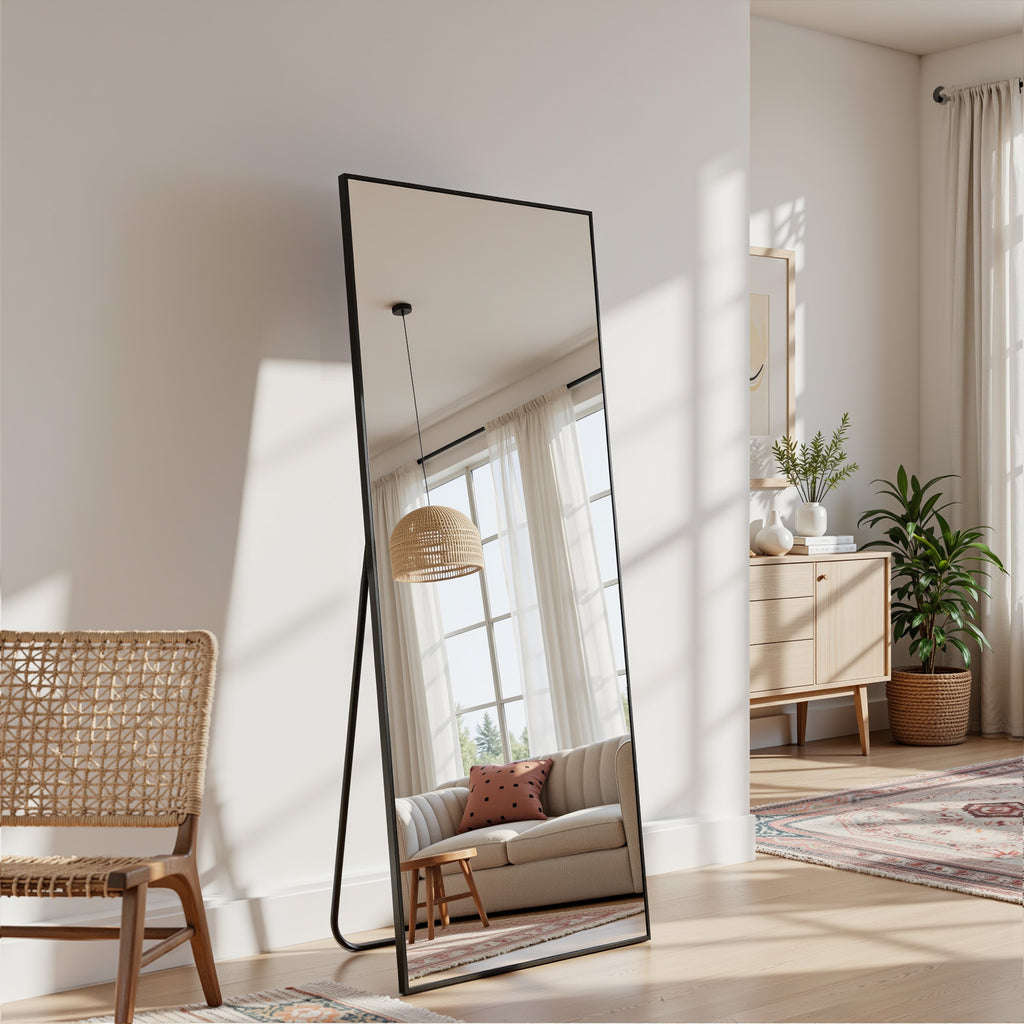 Cuteday  Rectangular Full Length Mirror Aluminum Frame Floor Mirror with Aluminum Frame