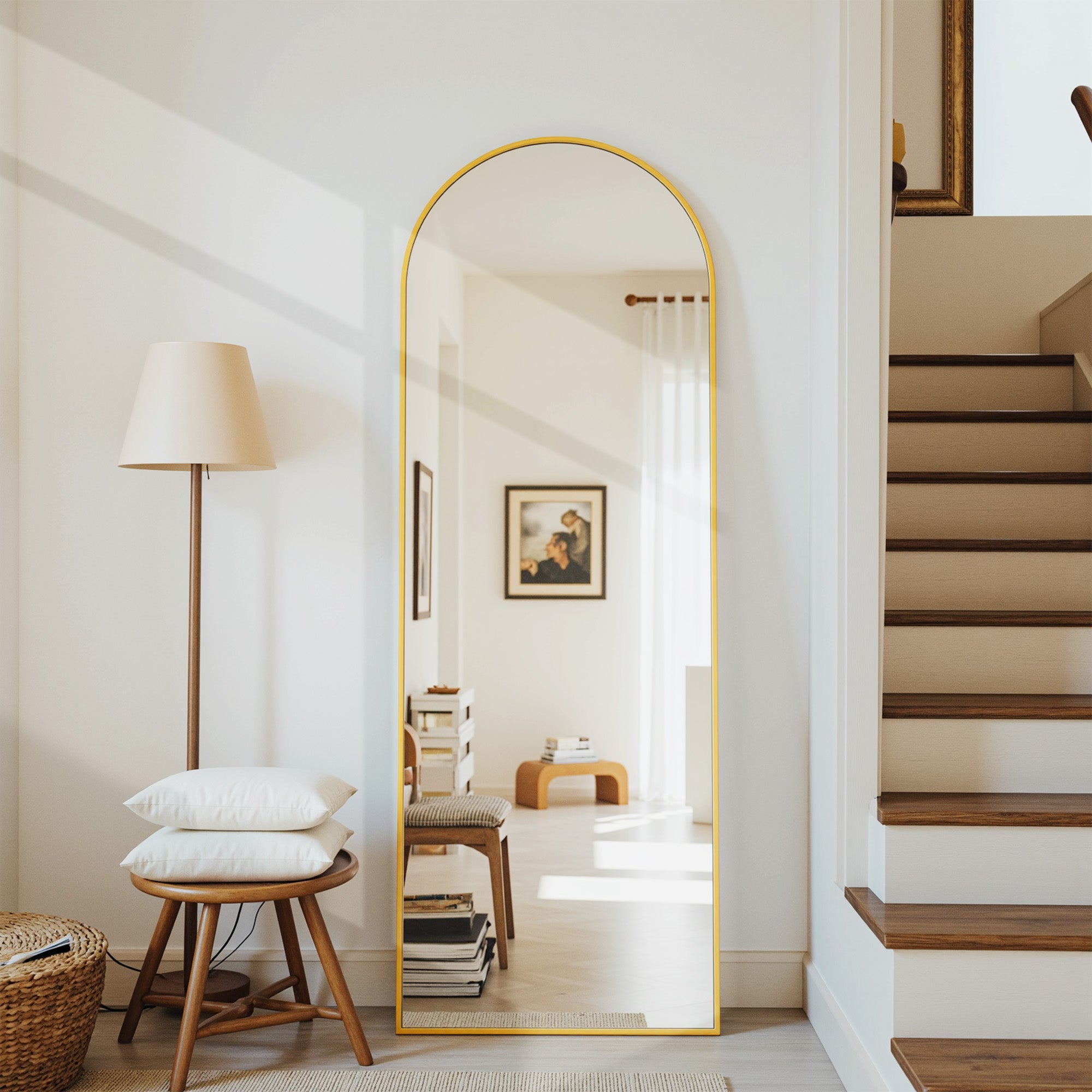 Cuteday Full Length Mirror Arched Standing Floor Mirror Full Body Mirror