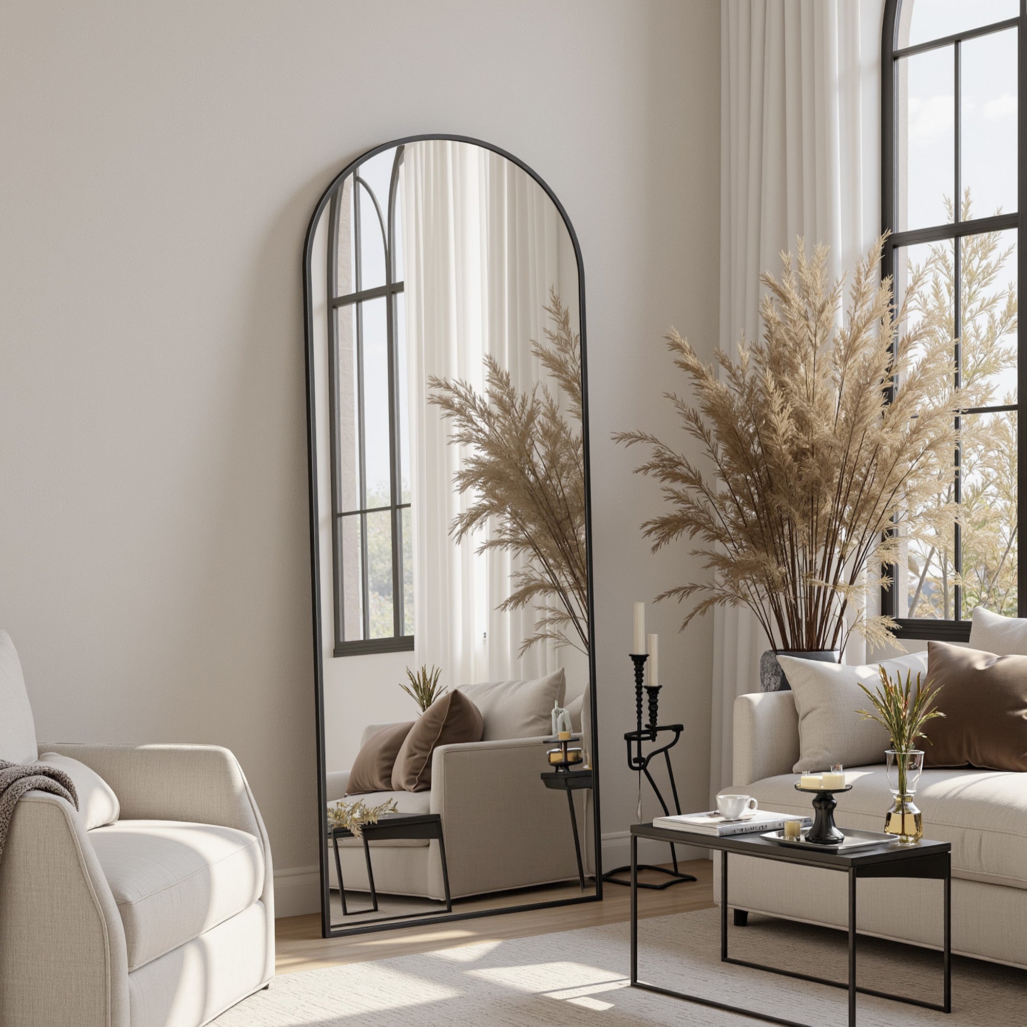 Cuteday Full Length Mirror Arched Standing Floor Mirror Full Body Mirror