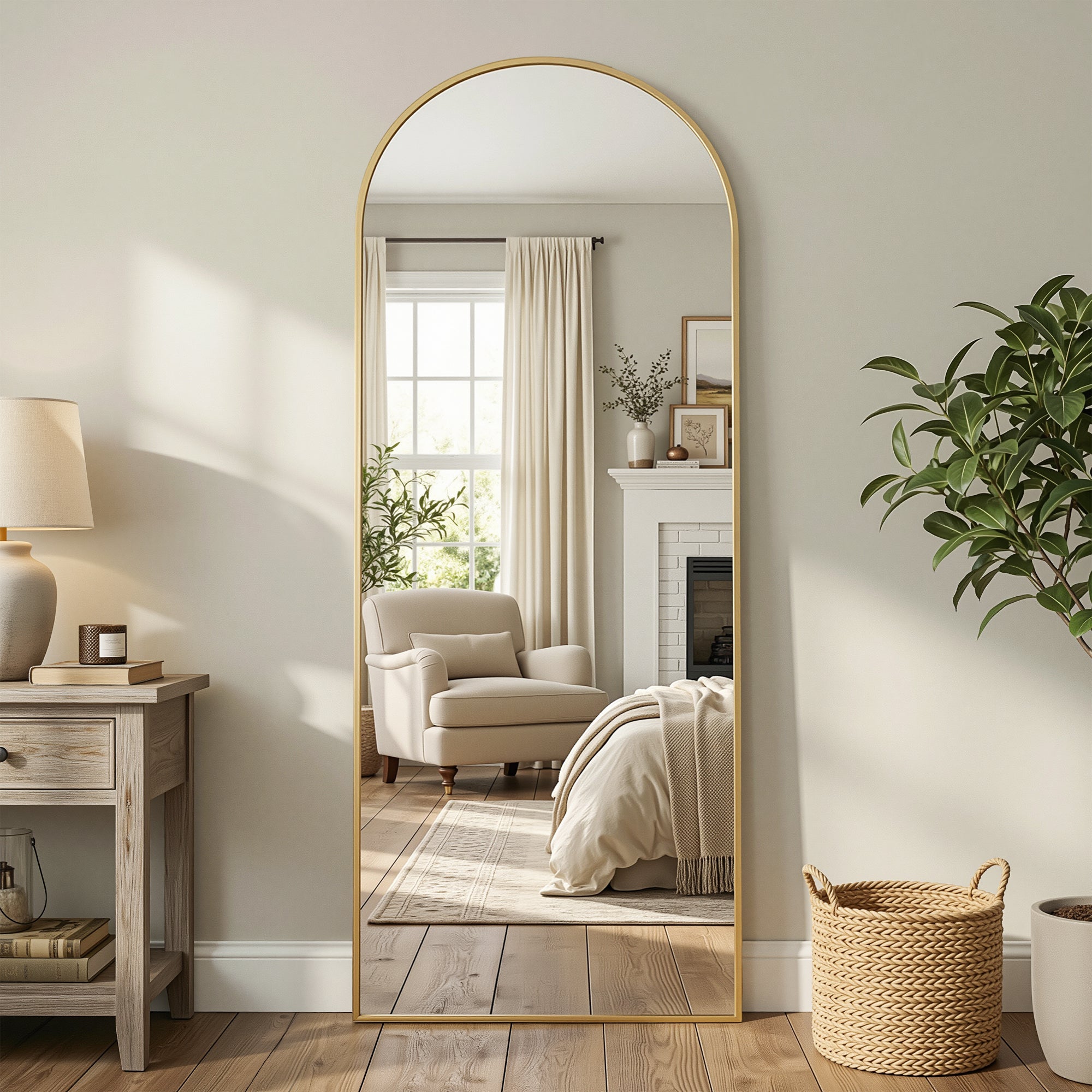Cuteday Full Length Mirror Arched Standing Floor Mirror Full Body Mirror