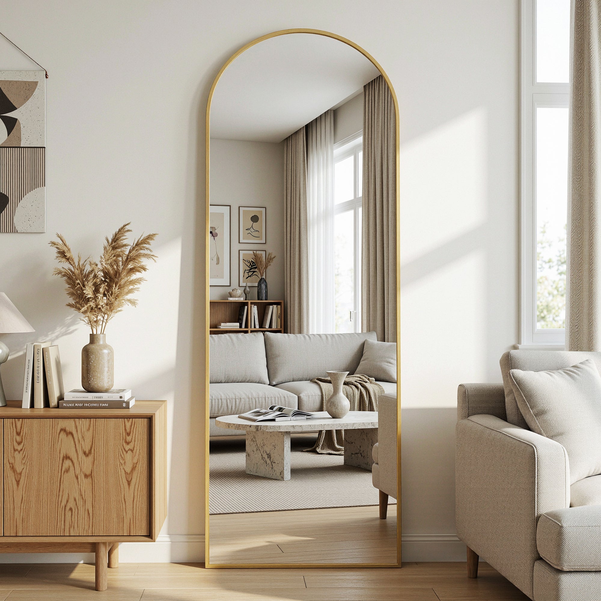 Cuteday Full Length Mirror Arched Standing Floor Mirror Full Body Mirror