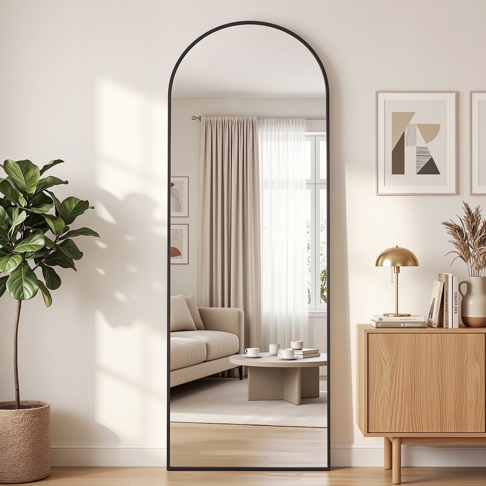 Cuteday Full Length Mirror Arched Standing Floor Mirror Full Body Mirror
