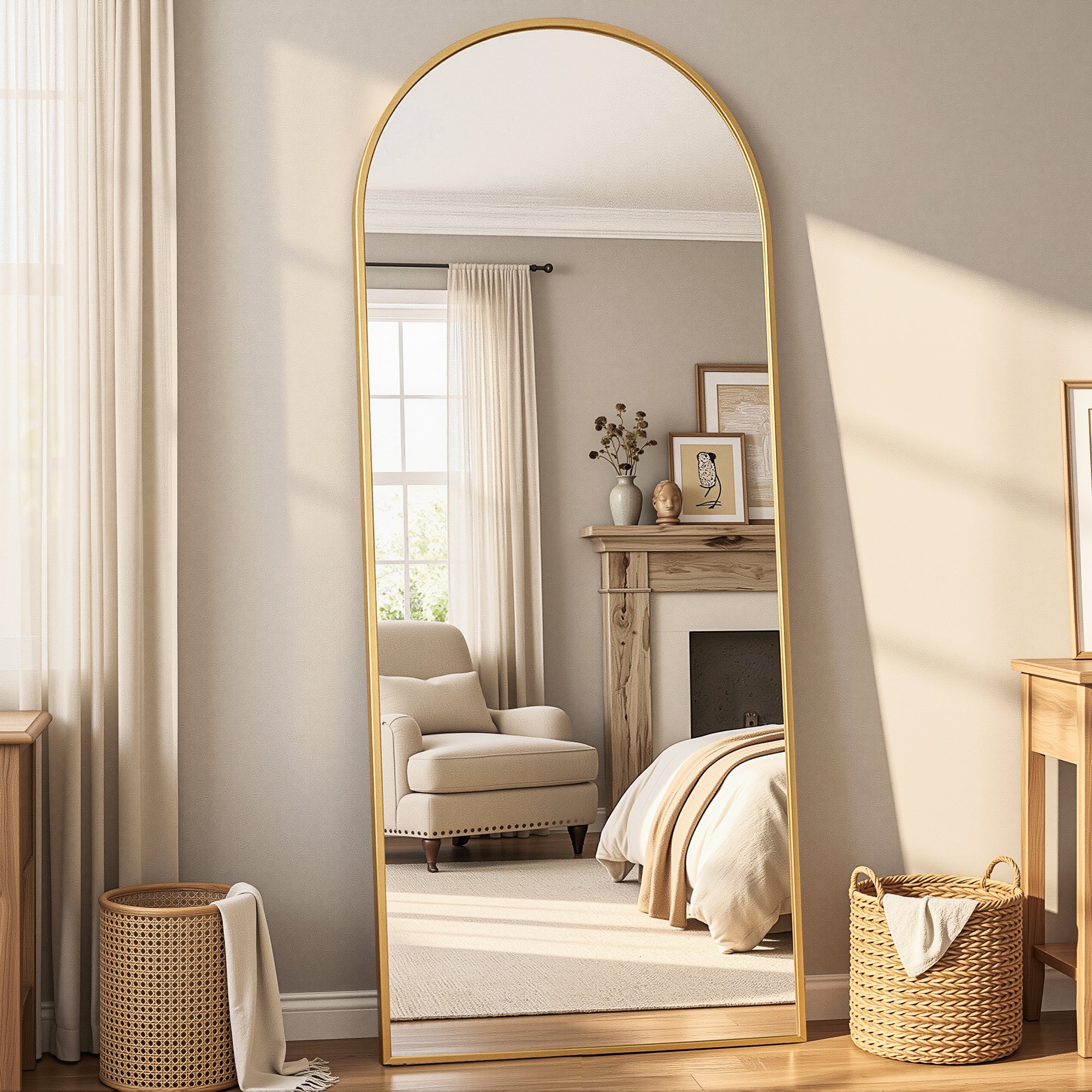 Cuteday Full Length Mirror Arched Standing Floor Mirror Full Body Mirror