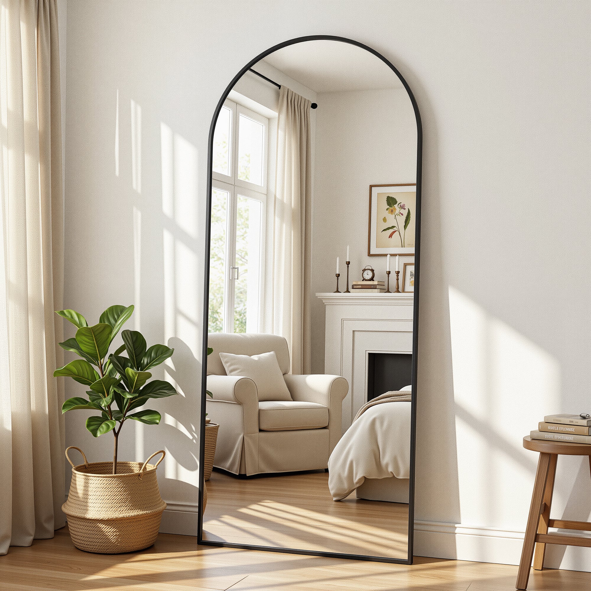Cuteday Full Length Mirror Arched Standing Floor Mirror Full Body Mirror