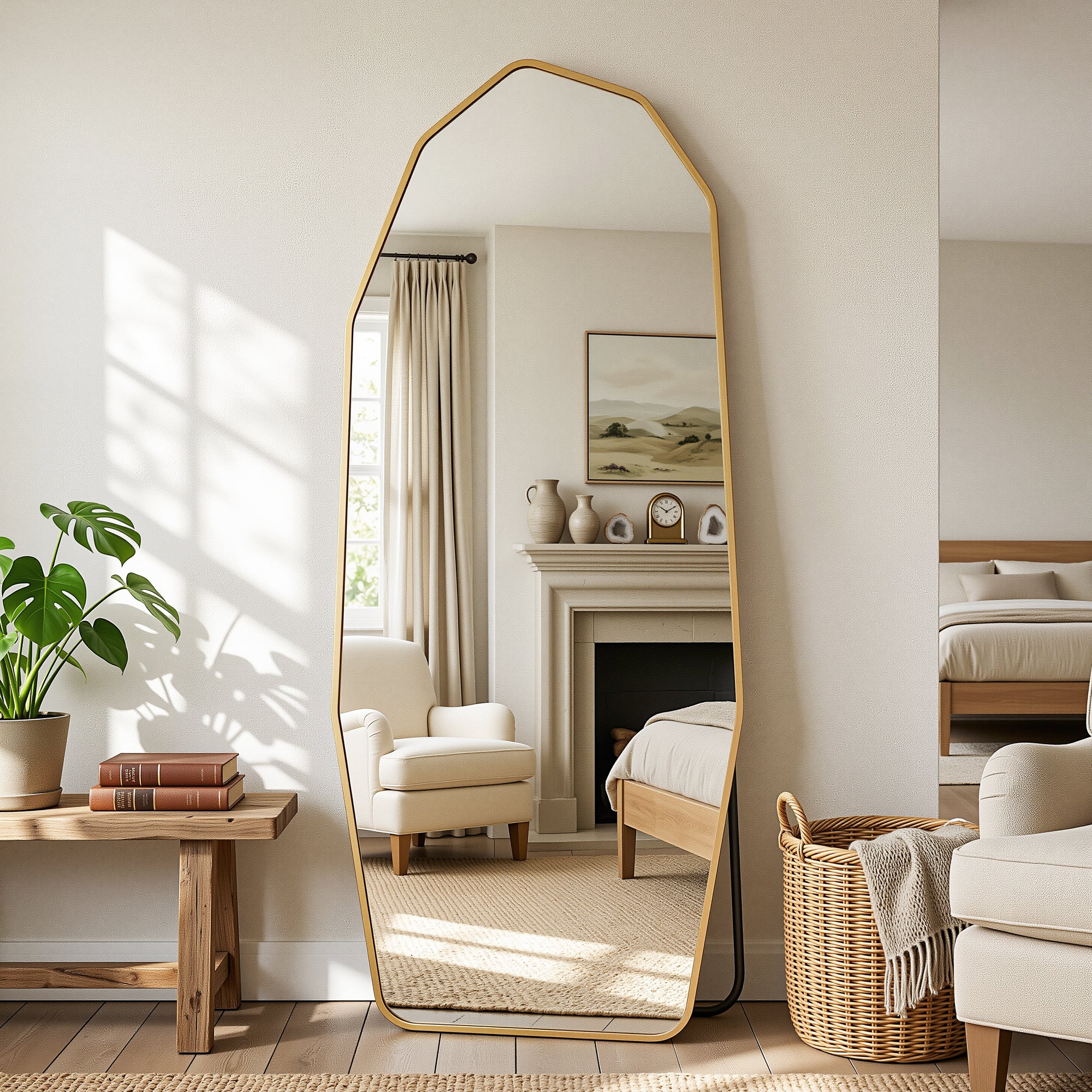 Cuteday Full Length Mirror,  Full Body Large Standing Mirror, Diamond Shaped, Free Standing