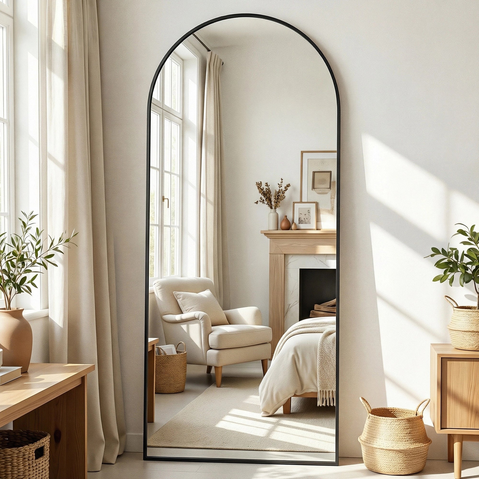 Cuteday Full Length Mirror Arched Standing Floor Mirror Full Body Mirror