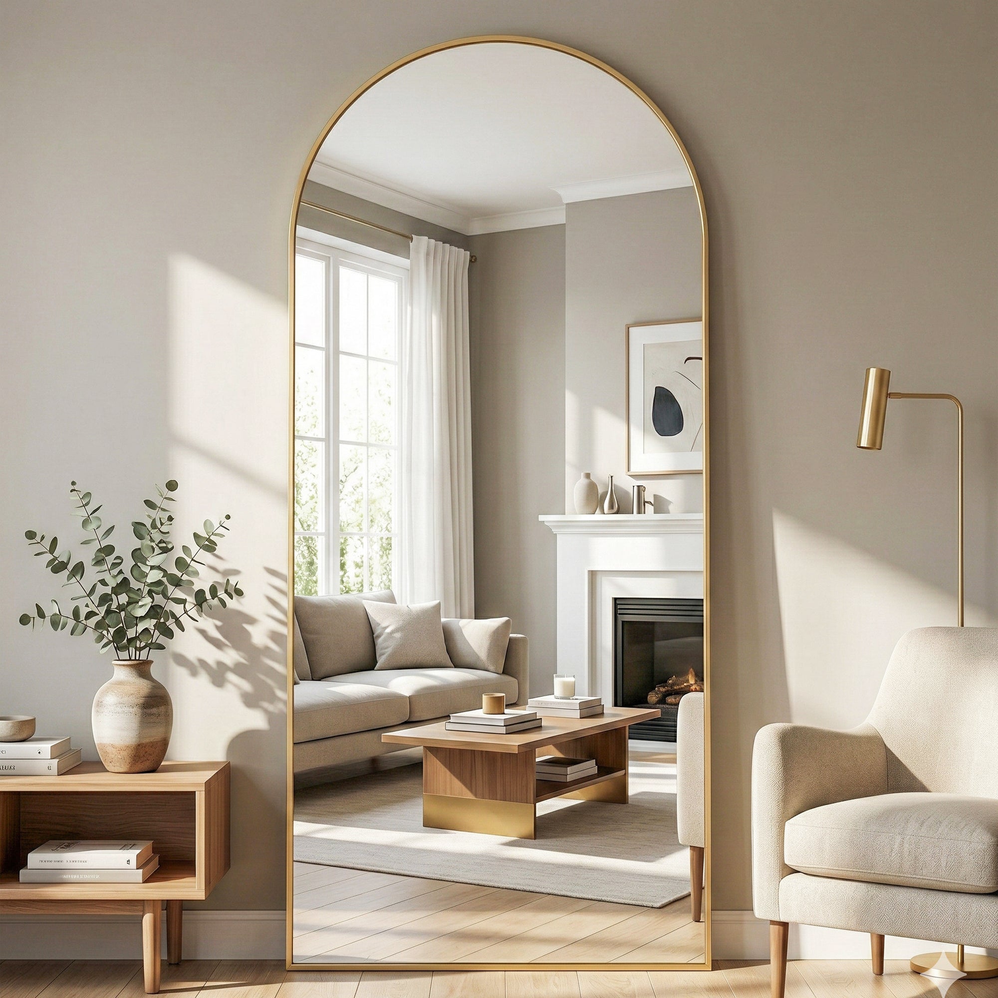 Cuteday Full Length Mirror Arched Standing Floor Mirror Full Body Mirror
