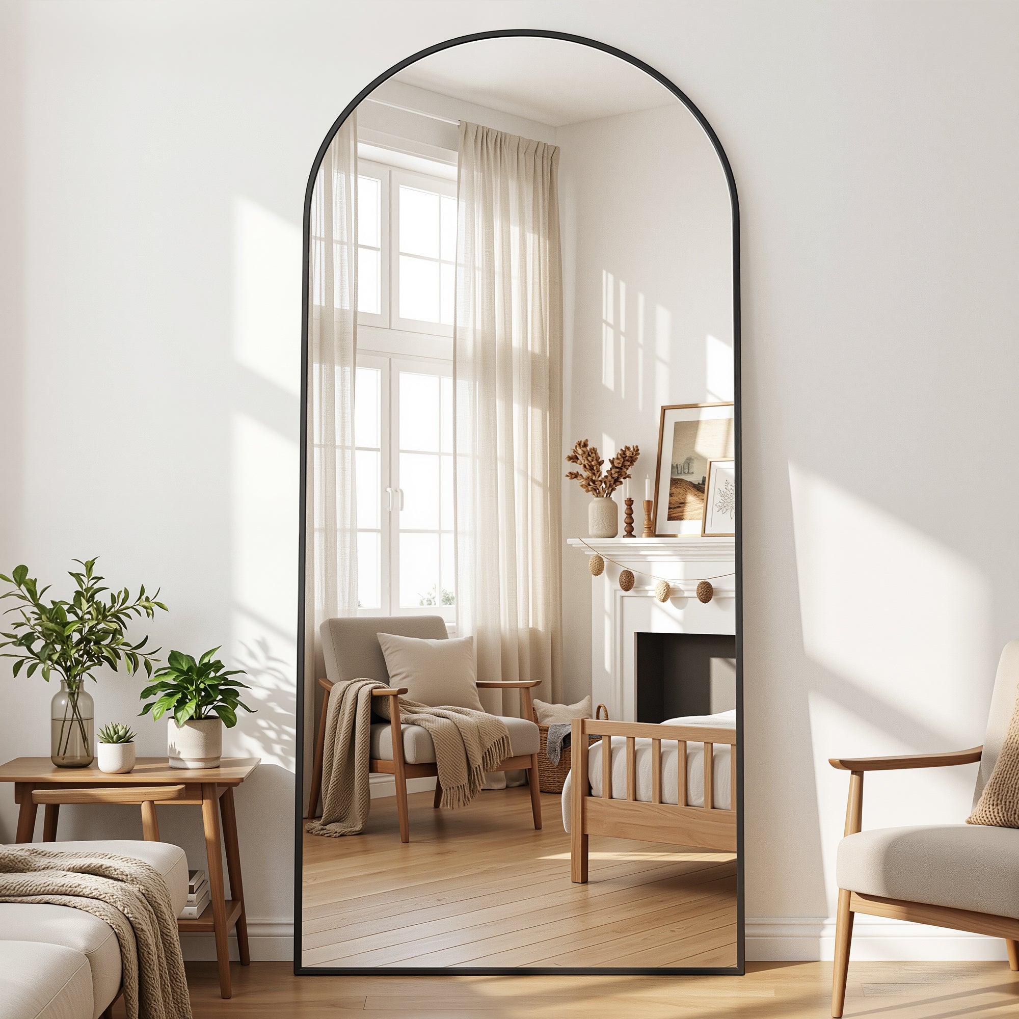 Cuteday Full Length Mirror Arched Standing Floor Mirror Full Body Mirror