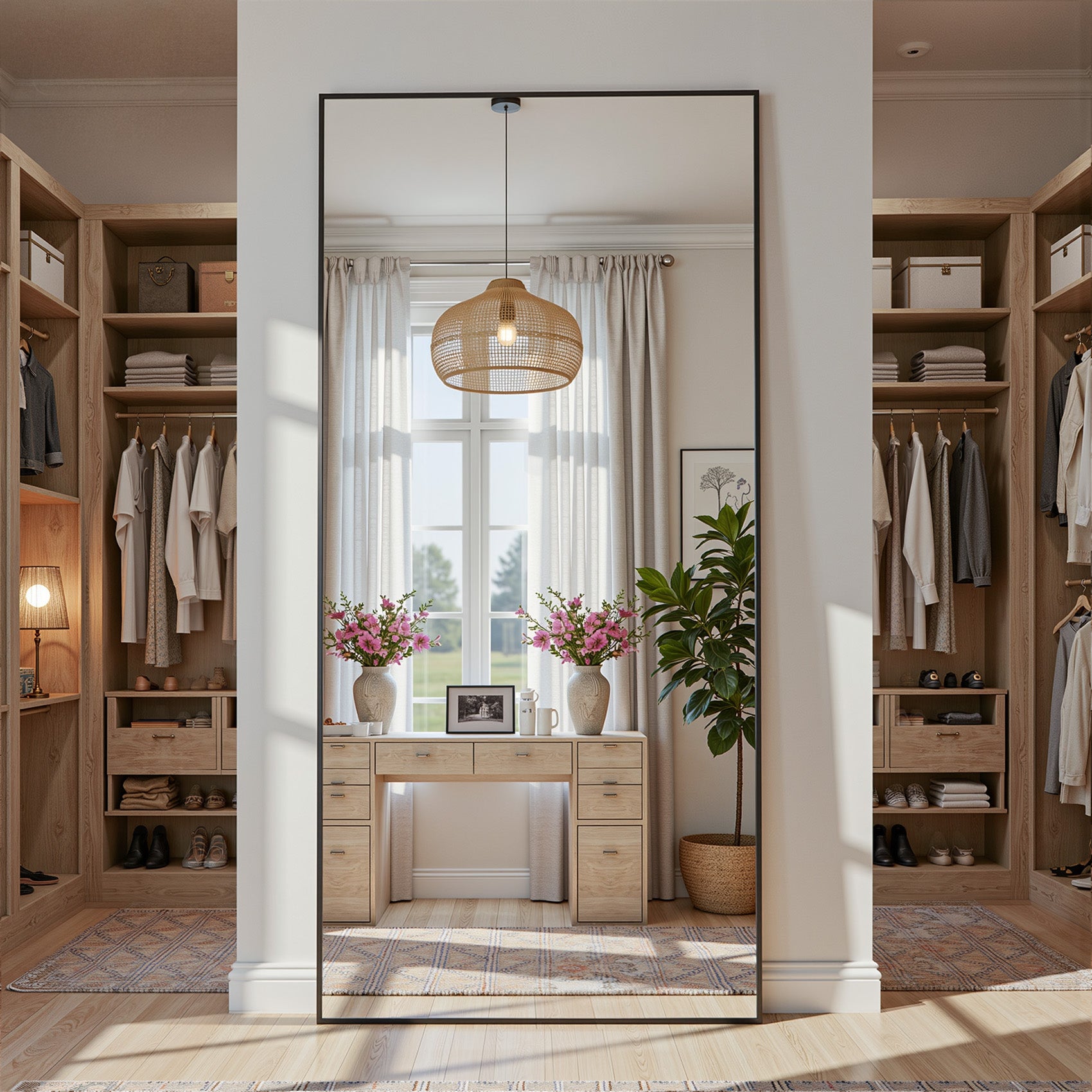 Cuteday  Rectangular Full Length Mirror Aluminum Frame Floor Mirror with Aluminum Frame