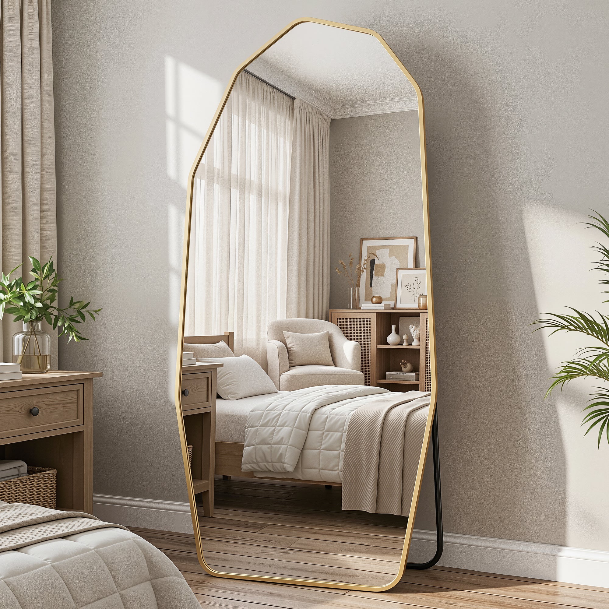 Cuteday Full Length Mirror,  Full Body Large Standing Mirror, Diamond Shaped, Free Standing