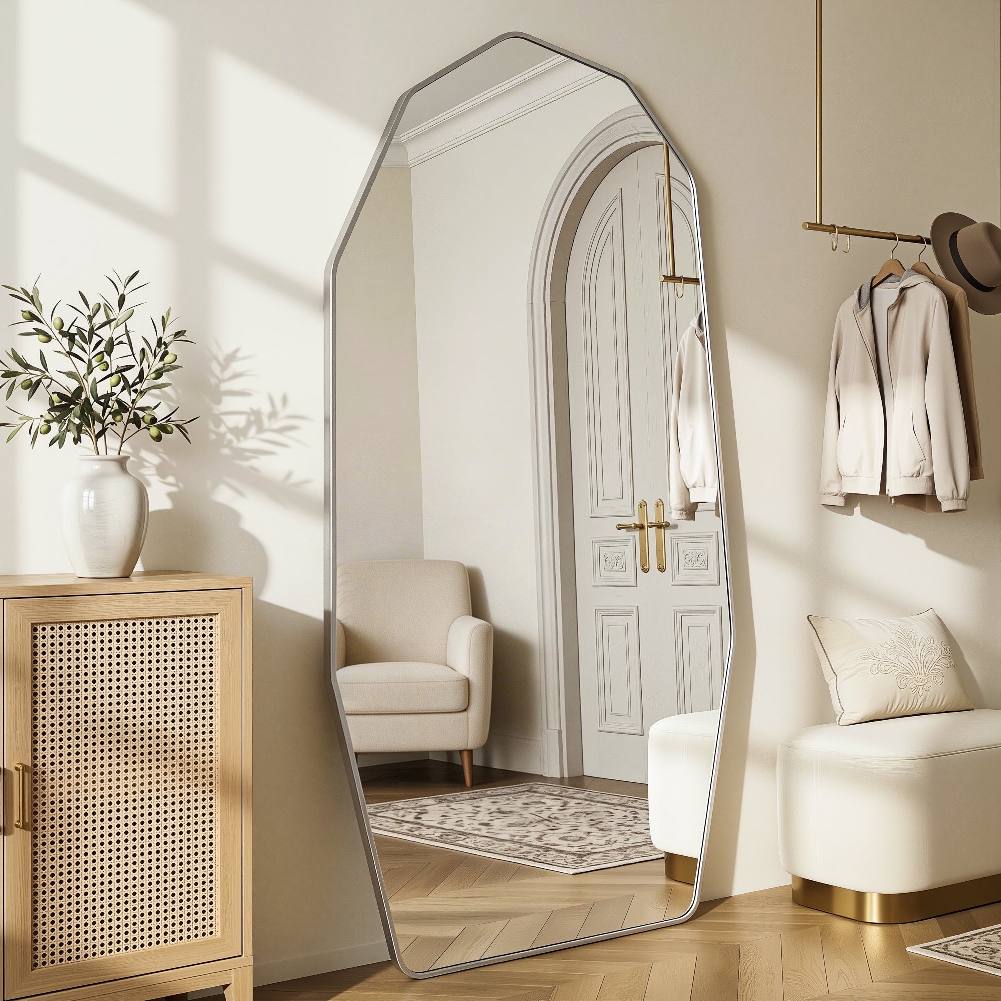 Cuteday Full Length Mirror,  Full Body Large Standing Mirror, Diamond Shaped, Free Standing