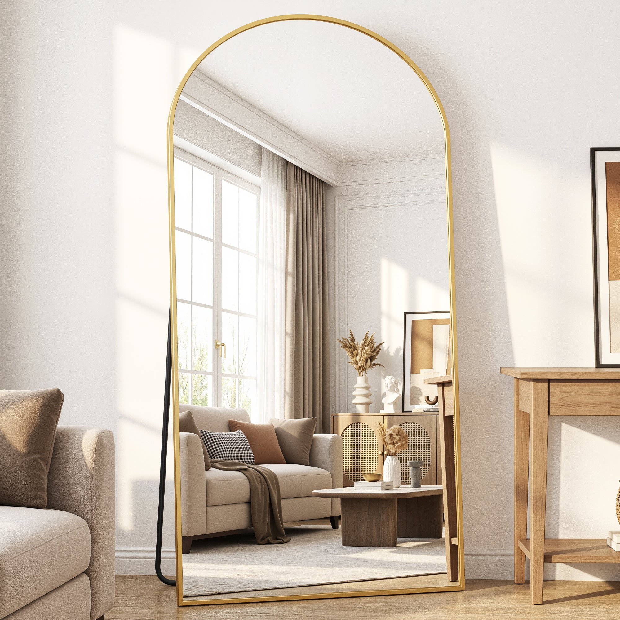 Cuteday Full Length Mirror Arched Standing Floor Mirror Full Body Mirror