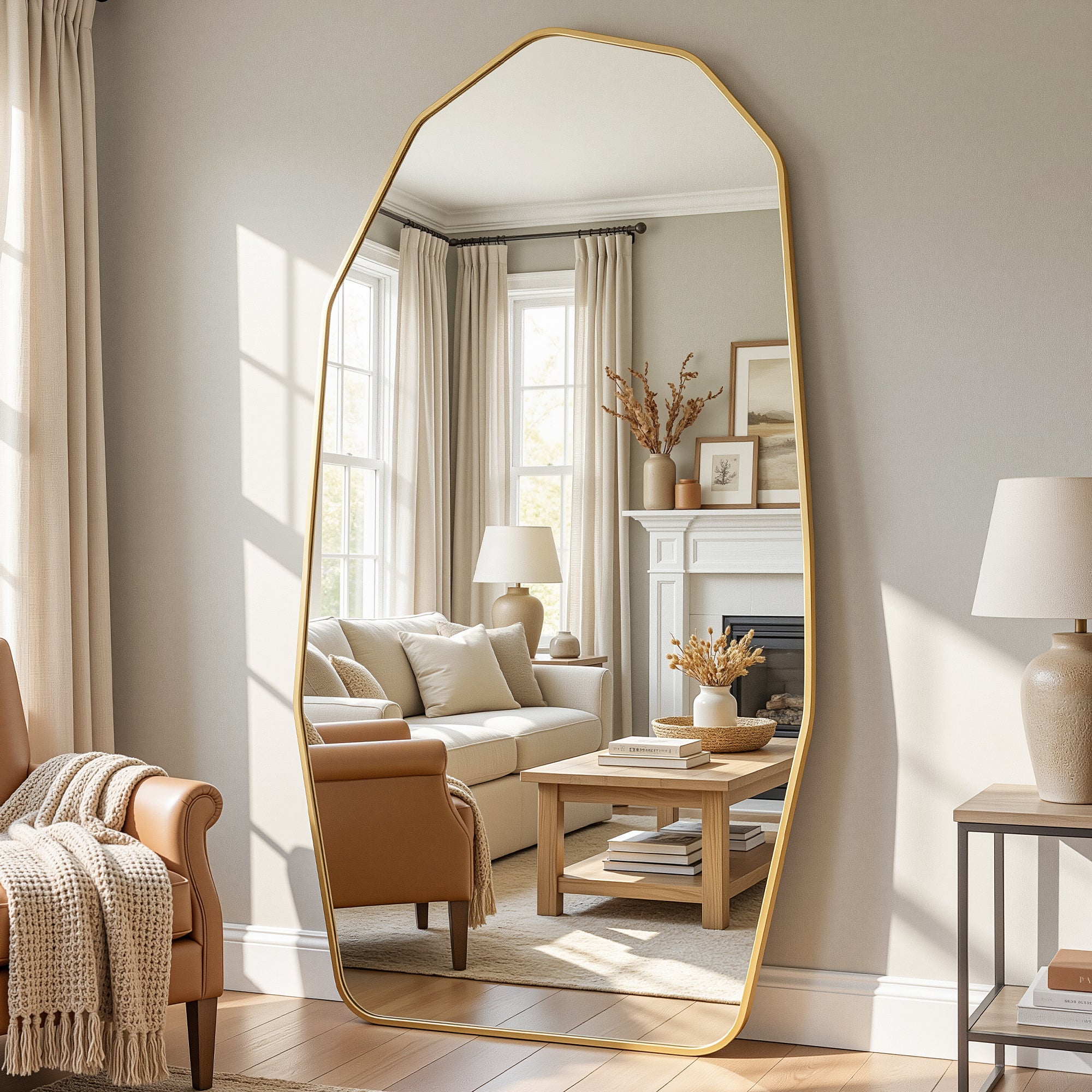 Cuteday Full Length Mirror,  Full Body Large Standing Mirror, Diamond Shaped, Free Standing