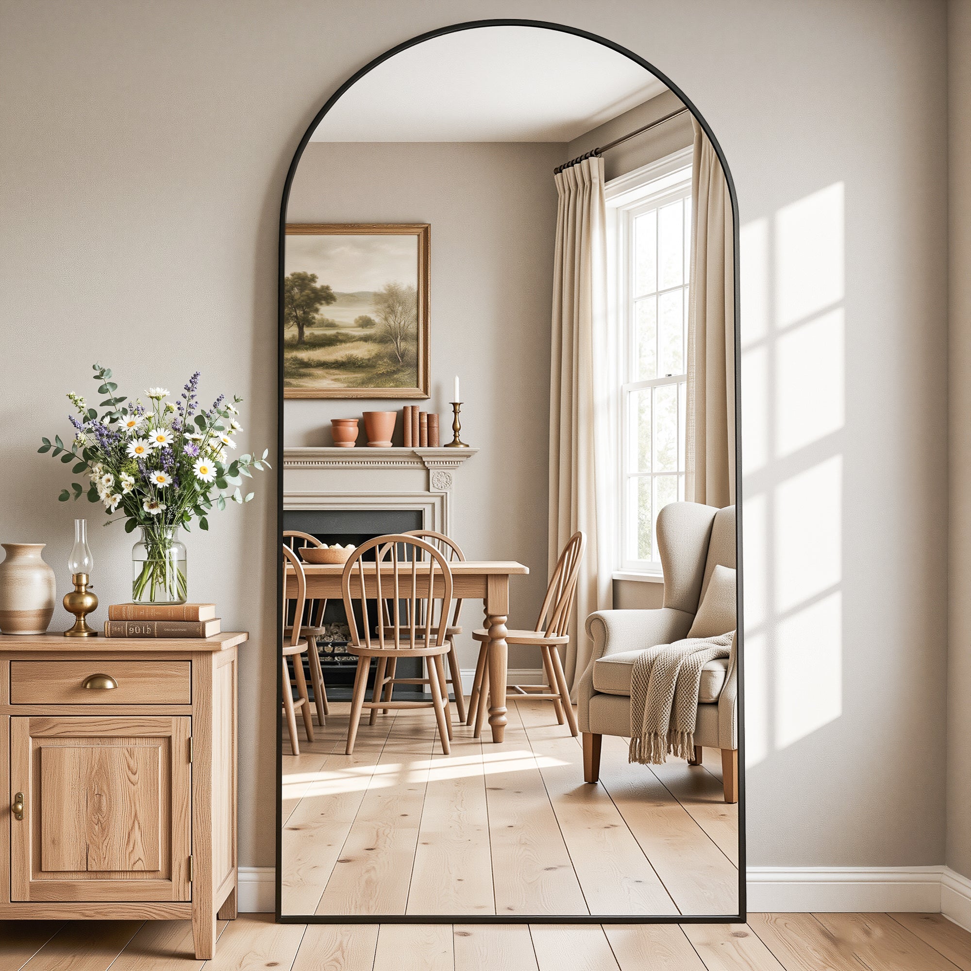 Cuteday Full Length Mirror Arched Standing Floor Mirror Full Body Mirror