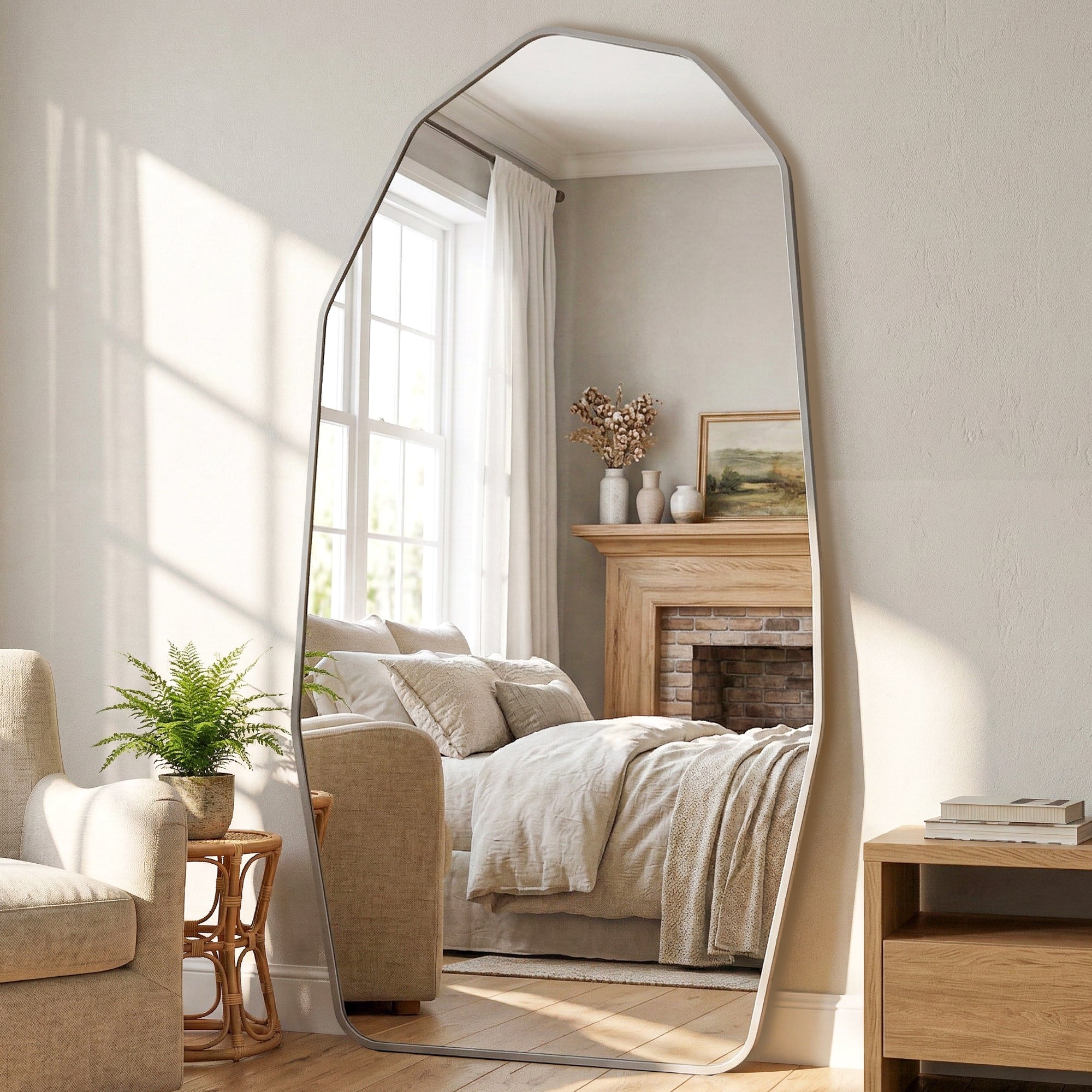 Cuteday Full Length Mirror,  Full Body Large Standing Mirror, Diamond Shaped, Free Standing