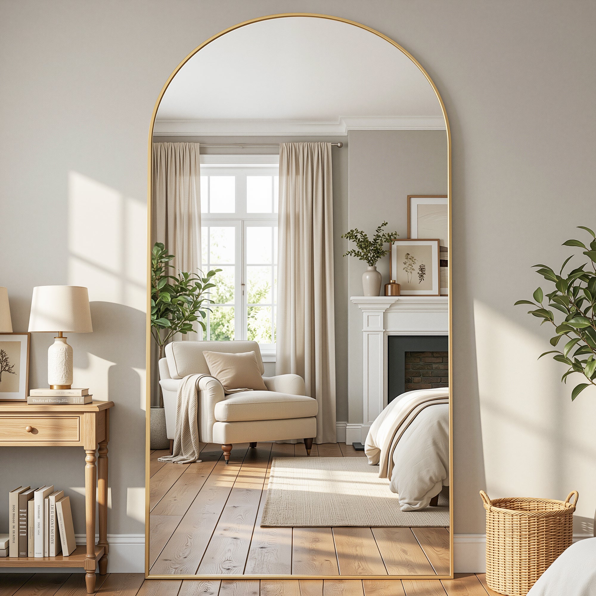 Cuteday Full Length Mirror Arched Standing Floor Mirror Full Body Mirror