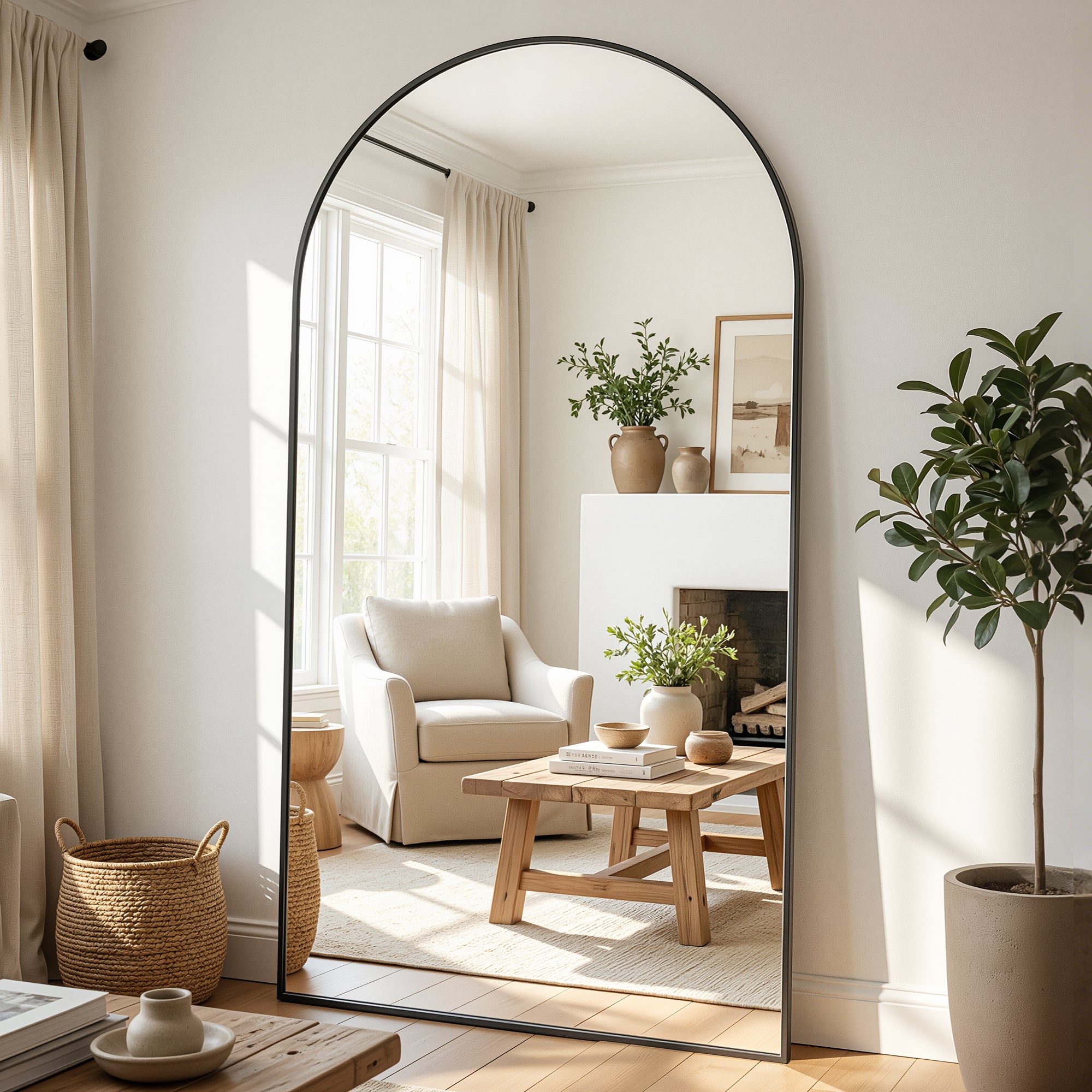 Cuteday Full Length Mirror Arched Standing Floor Mirror Full Body Mirror