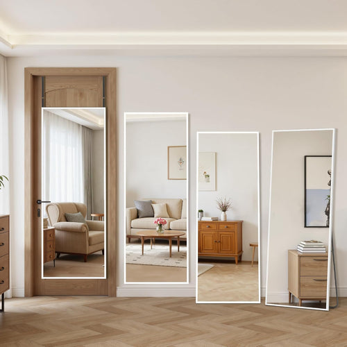 Cuteday Full Length Mirror 48x14 Inch Wall Mounted Shatterproof Aluminum Frame Straight Corner Mirror